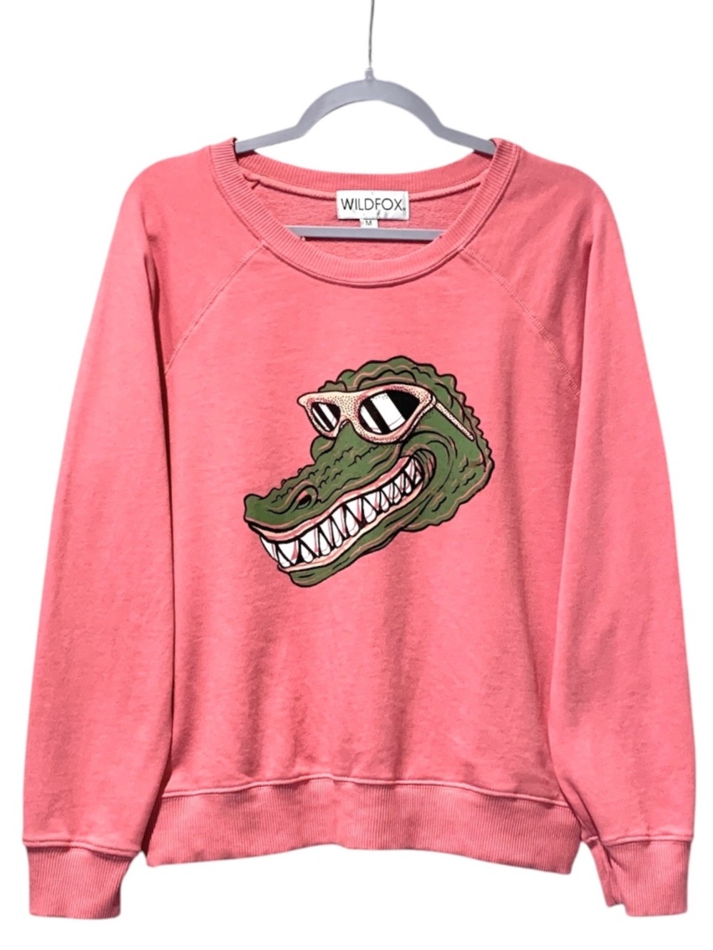 Wildfox In A While Crocodile Pink Sweatshirt Alligator Pullover Top Medium M